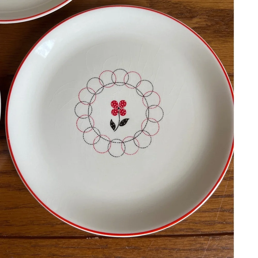 Vintage MCM Calico by Salem Salad Dessert Plates 6.25